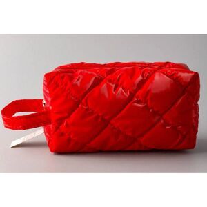 Red Quilted Puffer Makeup Bag – Travel Cosmetic & Toiletry Pouch